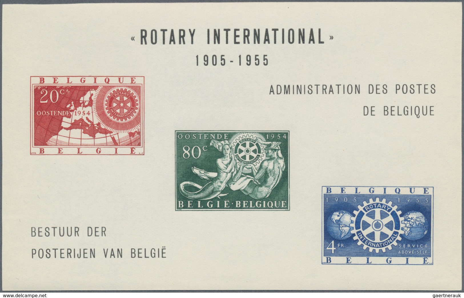 Belgien: 1954, 50 Years Rotary International In A Lot With 50 Special Miniature Sheets With The Impe - Sammlungen