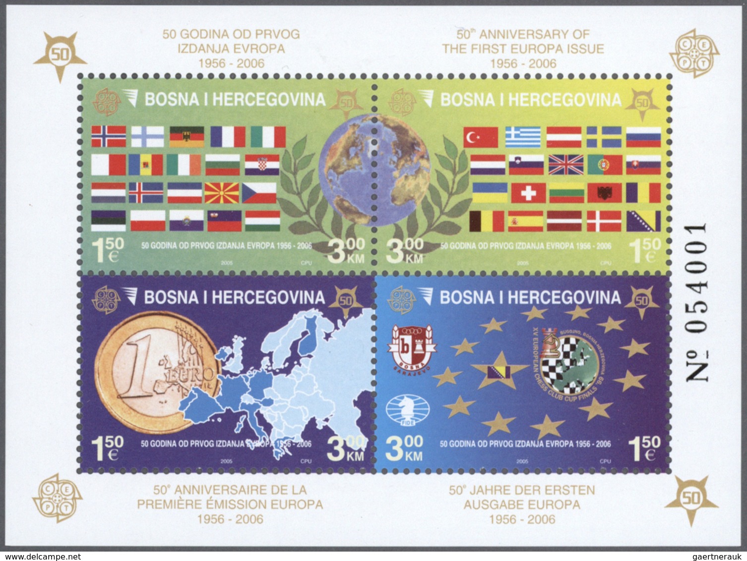 Bosnien Und Herzegowina: 2006, "50 Jahre Europamarken". Lot Von 1.000 Sätzen In Kleinbogen Und 1.000 - Bosnia And Herzegovina