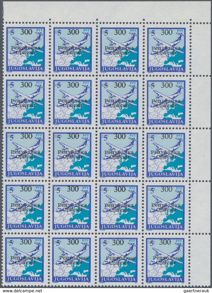 Bosnien Und Herzegowina - Serbische Republik: 1992, Yugoslavia Stamp ‚airplane‘ 300 On 5din. Perf. 1 - Bosnië En Herzegovina