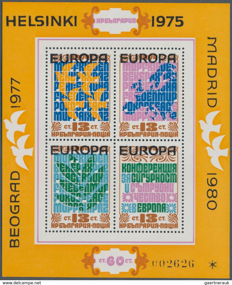 Bulgarien: 1979/1985, Accumulation Of Seven Different Miniature Sheets ‚EUROPE Thematic‘ (OSCE And O - Briefe U. Dokumente