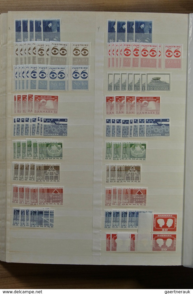 Dänemark: 1855-1979: Nice MNH and mint hinged stock Denmark 1855-1979 in fat stockbook. Lot contains