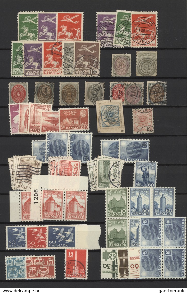 Dänemark: 1870/1960 (ca.), Miscellaneous Lot On Stockpage, Varied Condition, E.g. 1925/1929 Airmails - Briefe U. Dokumente