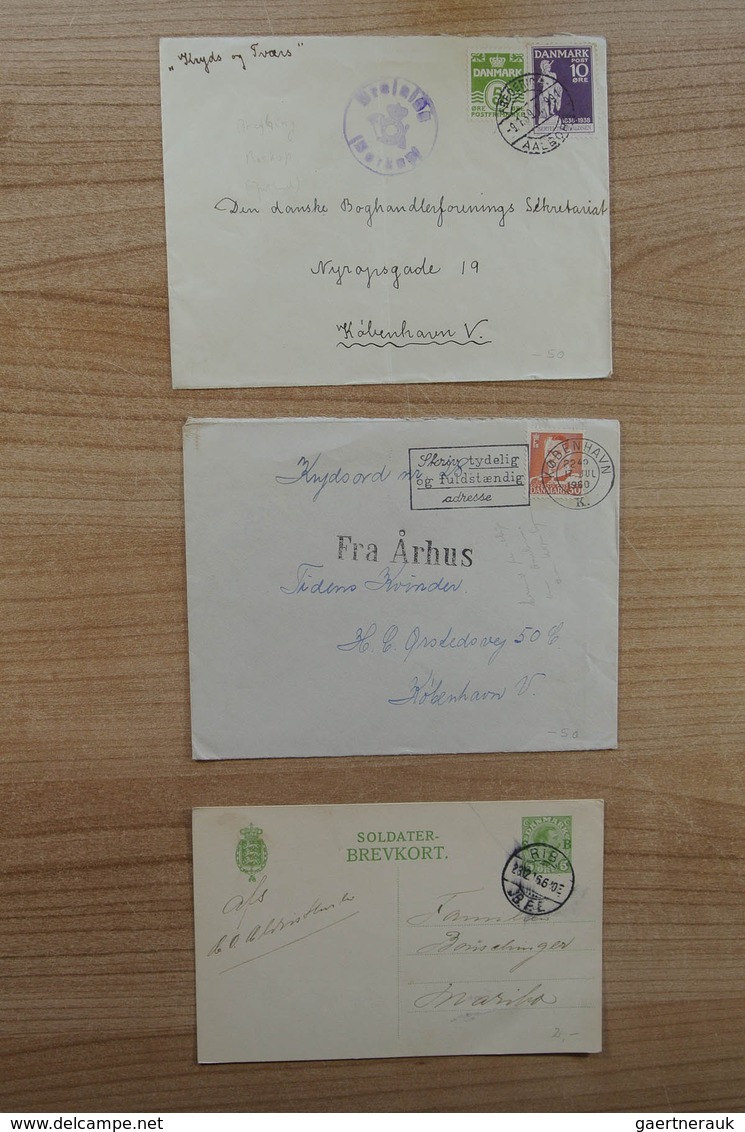 Dänemark: 1900-1980. Wonderful Variety Of Covers And First Day Covers, Also Announcement Sheets Of T - Briefe U. Dokumente