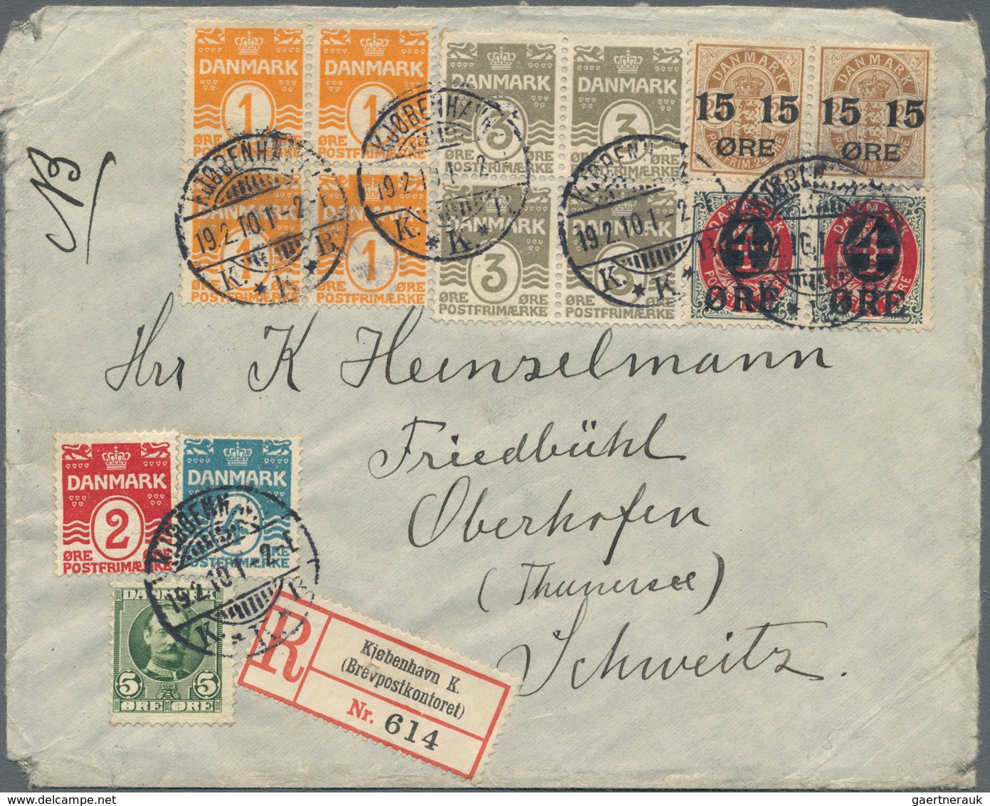 Dänemark: 1905-30 NUMERALS: Specialized collection of thousands of stamps, mint and used, multiples