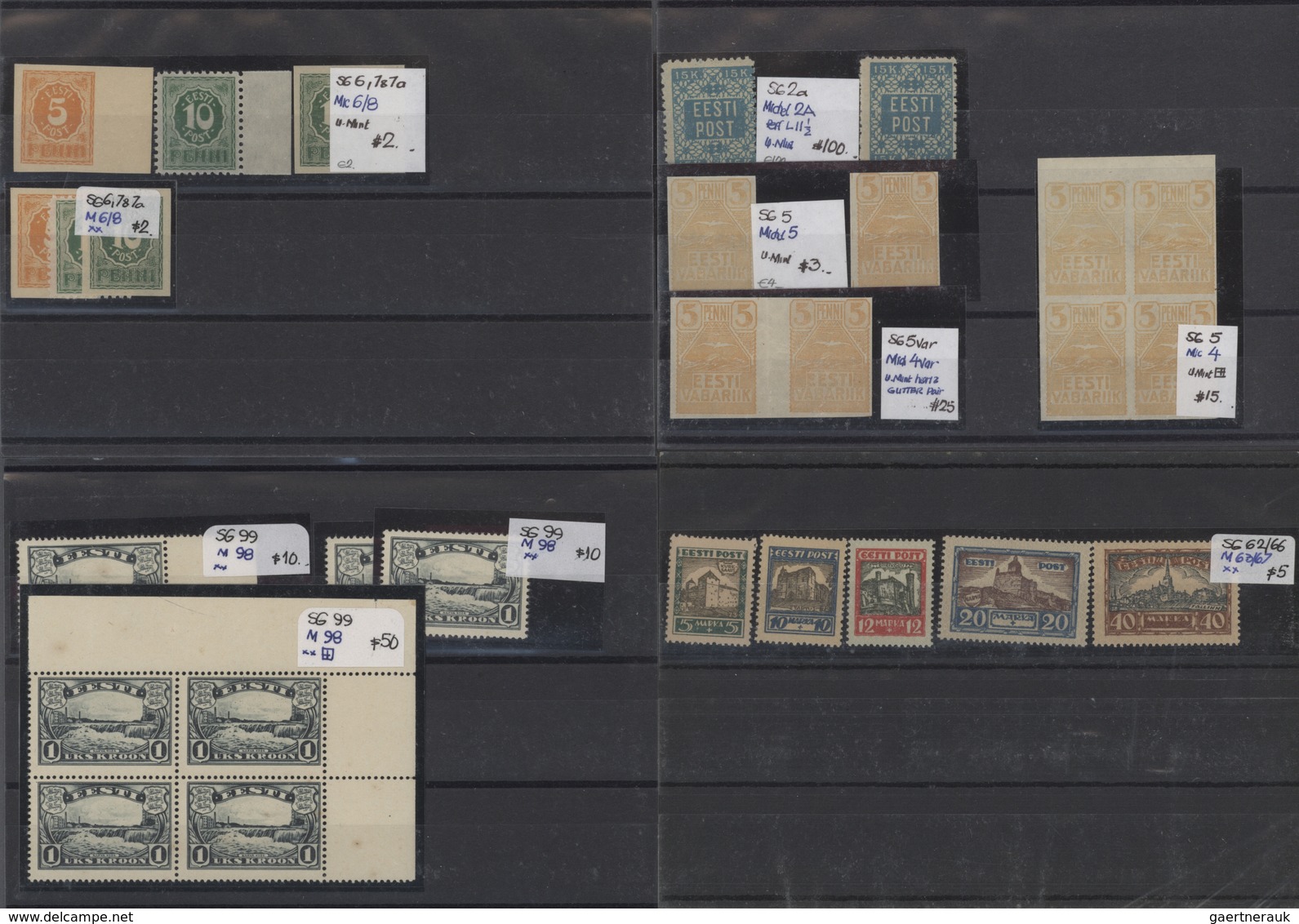 Estland: 1918/1940, Mint Assortment On Stockpages/stockcards Incl. Many Units/some Sheets, Definitiv - Estland