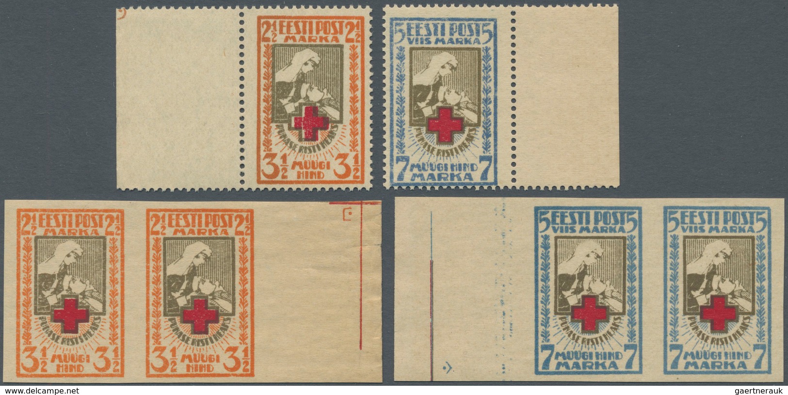 Estland: 1921, RED CROSS Set Of Two In A Lot With 180 Imperforate And 20 Perforate Sets Mostly In La - Estland