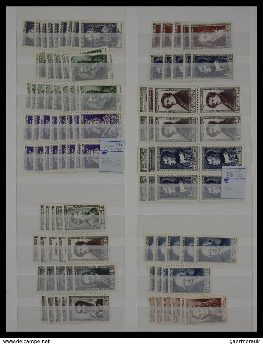 Frankreich: 1849-1960: Fantastis, mostly MNH and mint hinged dealer stock France 1849-1960 in fat st