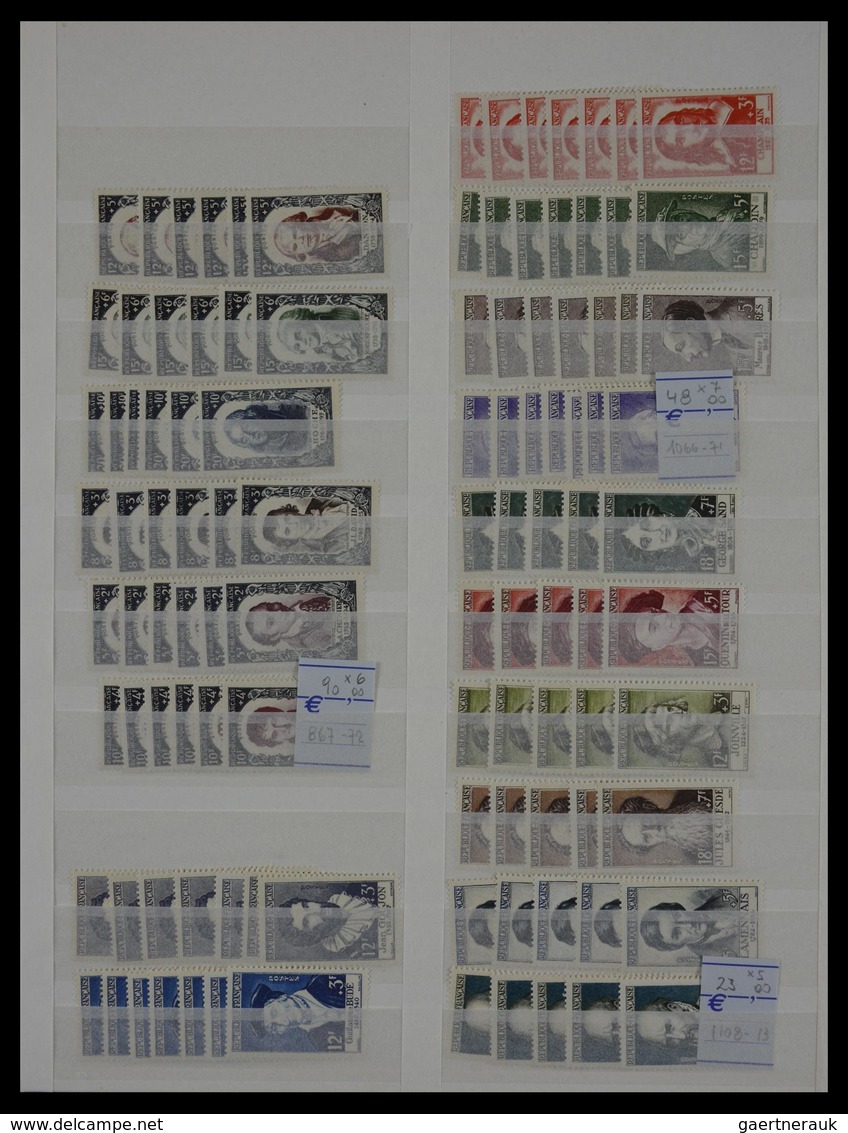 Frankreich: 1849-1960: Fantastis, mostly MNH and mint hinged dealer stock France 1849-1960 in fat st