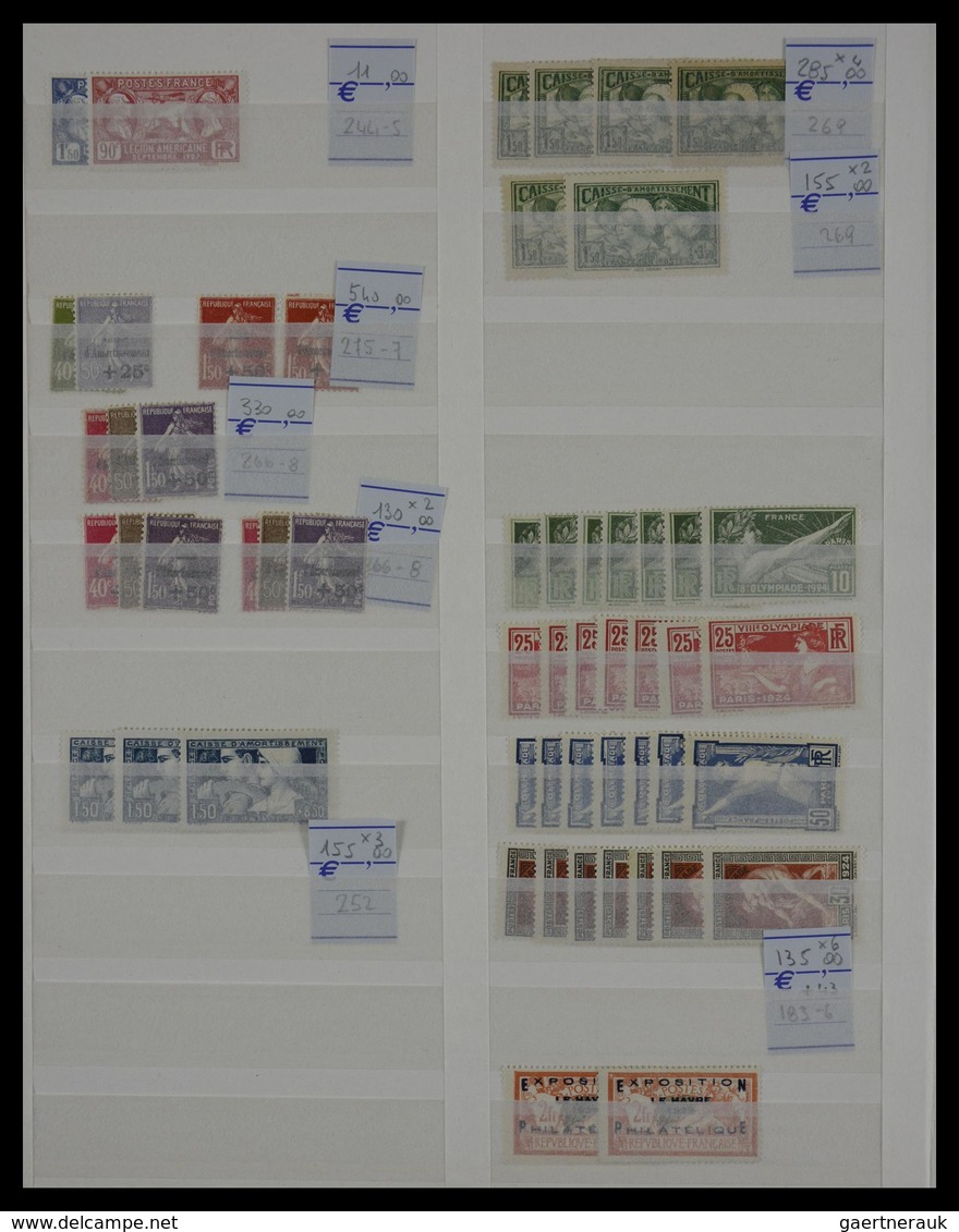 Frankreich: 1849-1960: Fantastis, mostly MNH and mint hinged dealer stock France 1849-1960 in fat st