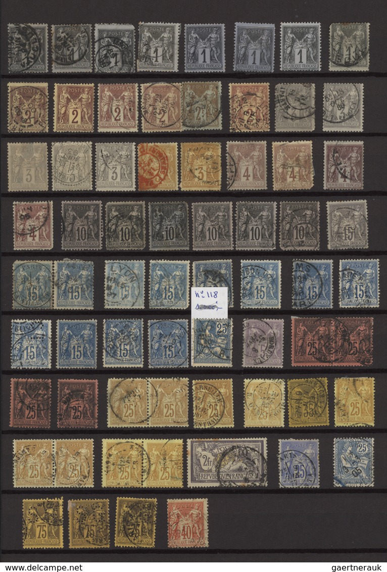 Frankreich: 1850-1900, lot from well over 500 stamps of the early issues in a stock book, an Eldorad