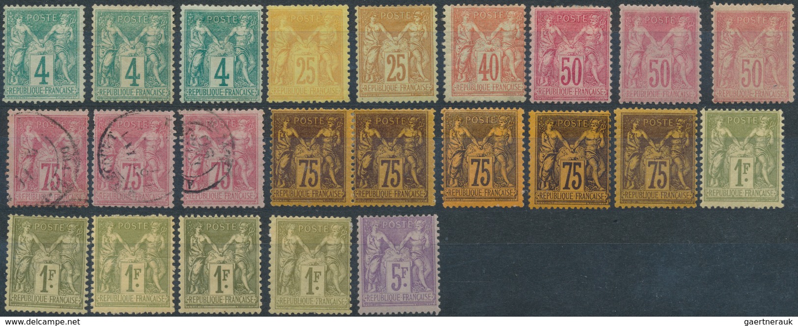 Frankreich: 1876/1886, Type Sage, Mainly Mint Lot Of 23 Stamps 4c. To 5fr., Varied Condition, Better - Collections