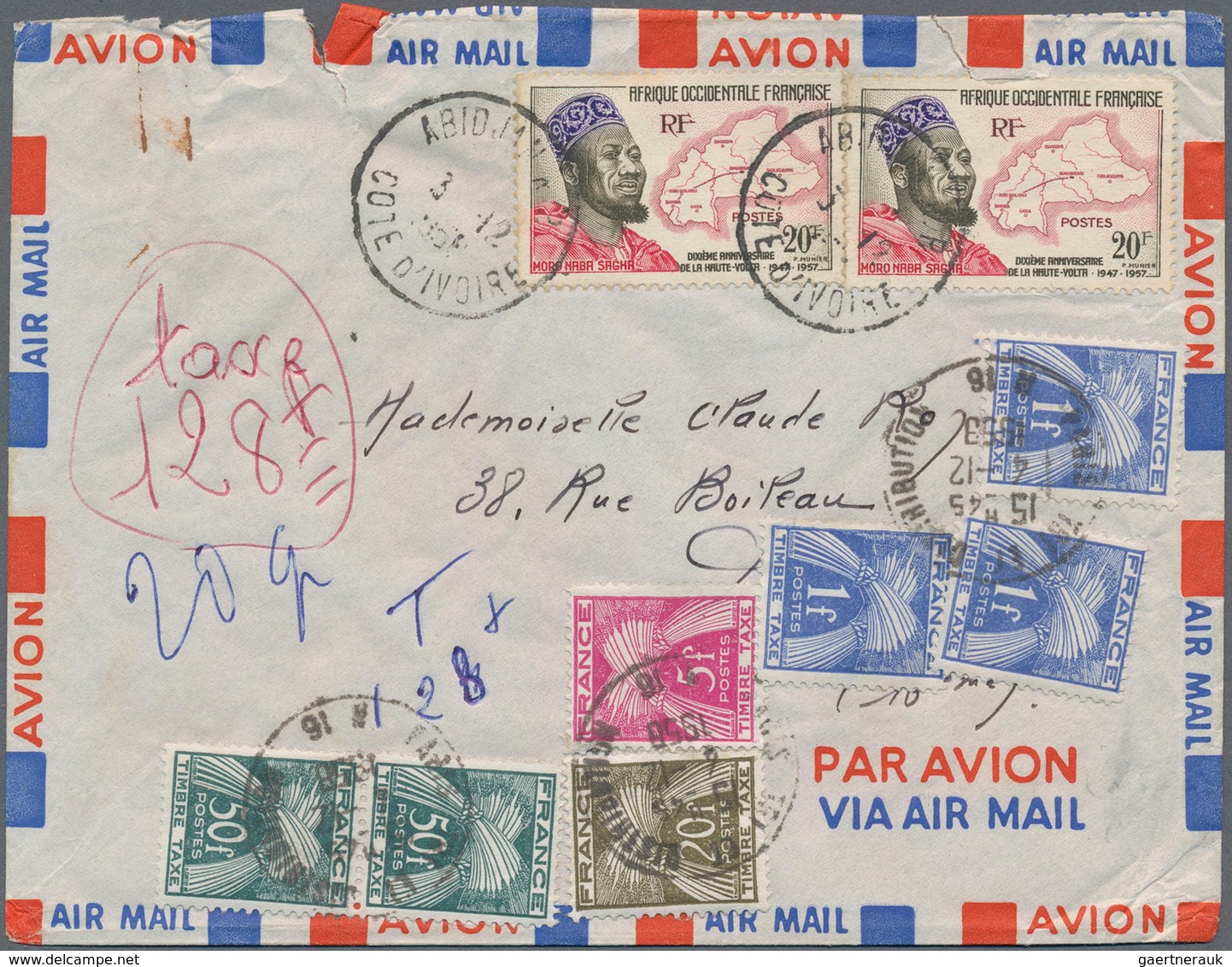 Frankreich - Portomarken: 1862/1987 (ca.), Lot Of More Than 100 Covers/cards With Postage Dues, Dome - 1859-1959 Briefe & Dokumente