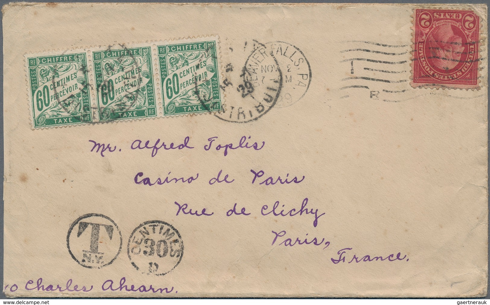 Frankreich - Portomarken: 1862/1987 (ca.), lot of more than 100 covers/cards with postage dues, dome