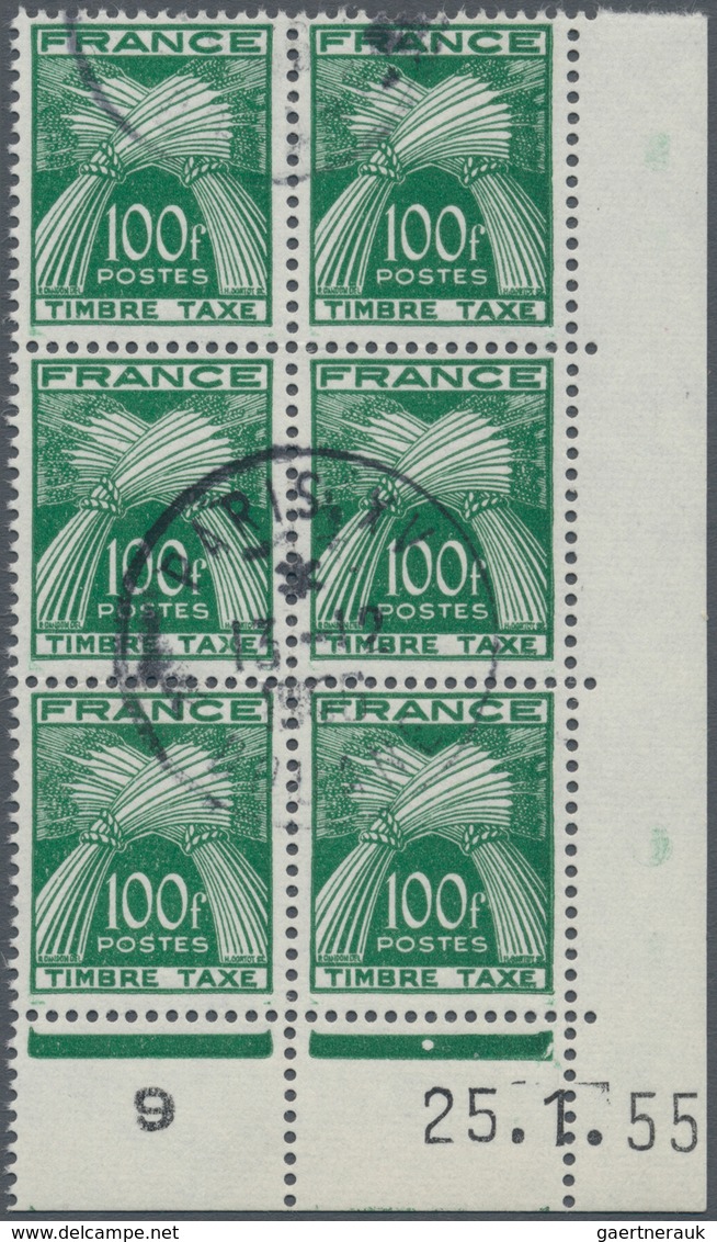 Frankreich - Portomarken: 1953, Postage Due 100fr. Green 'wheat' Lot Of About 150 Stamps Incl. Many - 1859-1959 Briefe & Dokumente