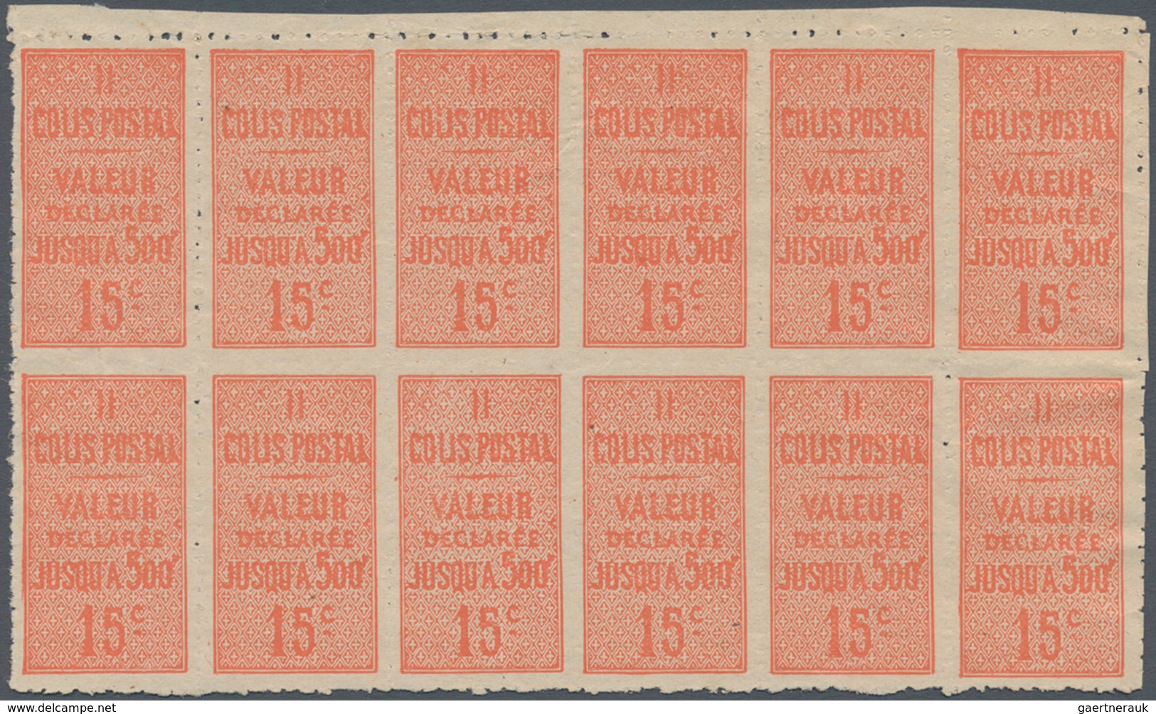 Frankreich - Postpaketmarken: 1922, Colis Postal (Valeur Declares Jusqu’a 500F‘) 15c. Red In An Unus - Sonstige & Ohne Zuordnung