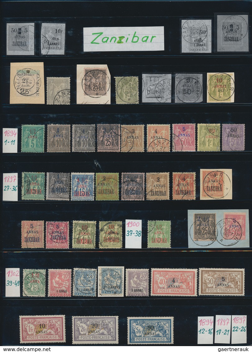 Französische Post In Zanzibar: 1894/1902, Mint And Used Collection On Stocksheets, Incl. 1897 Emerge - Sonstige & Ohne Zuordnung