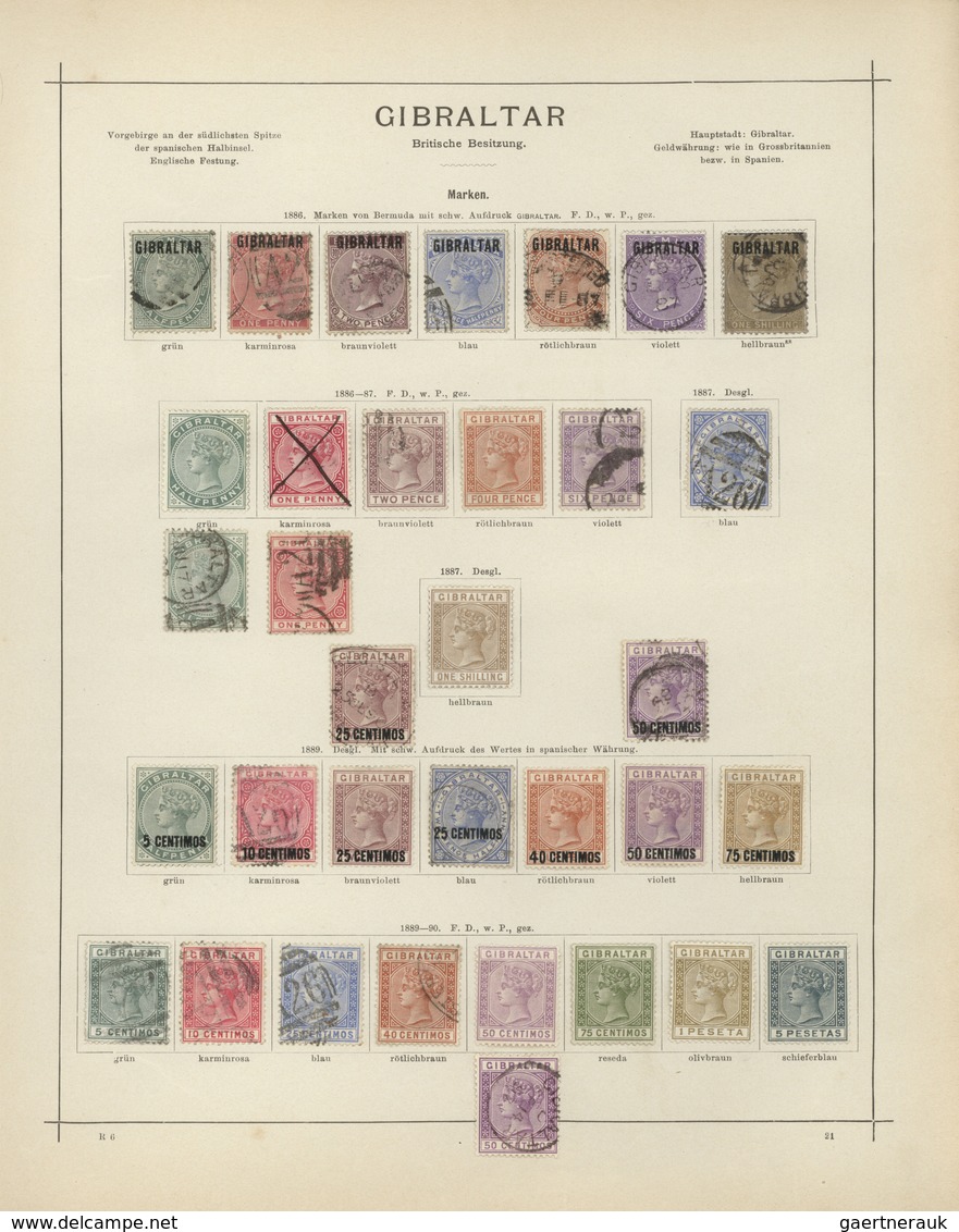 Gibraltar: 1886-1890, Schöne Komplette Sammlung Mit 34 Marken Ungebraucht Oder Gestempelt, Dabei Die - Gibraltar