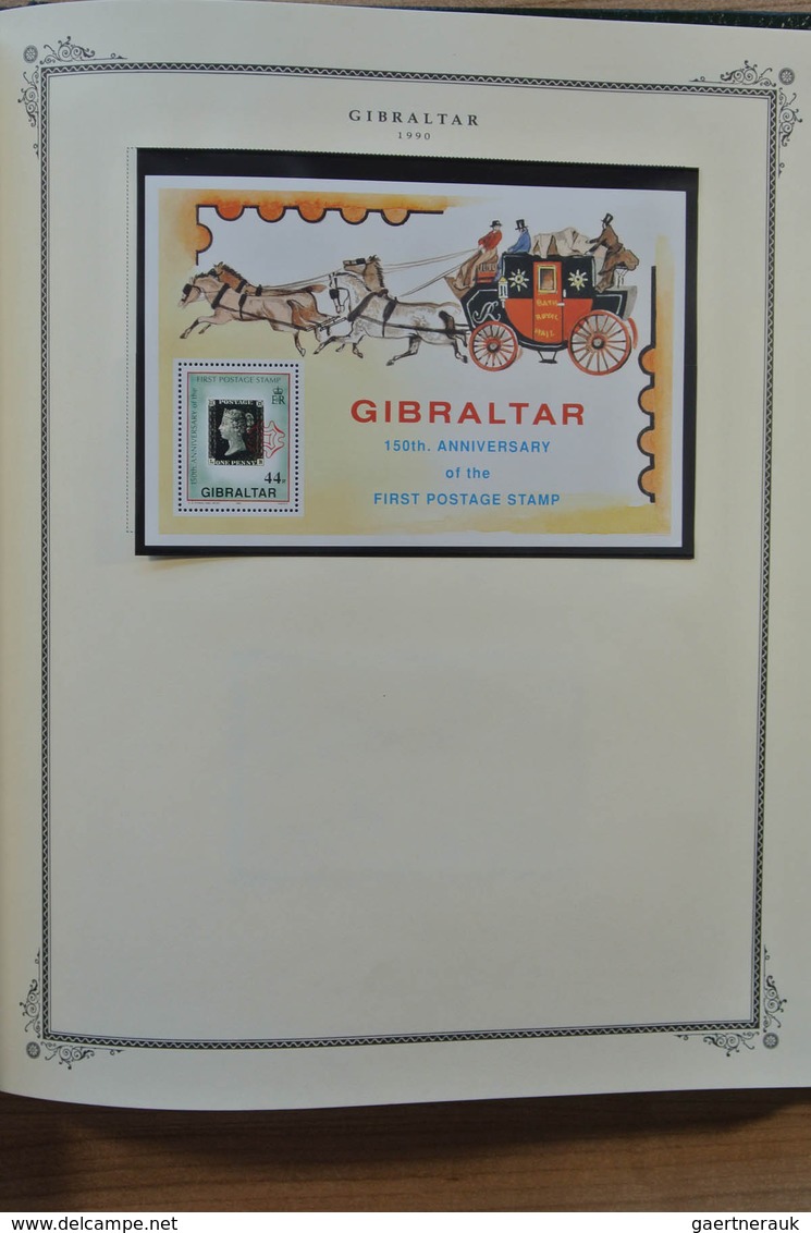 Gibraltar: 1889-2002. MNH and mint hinged collection Gibraltar 1889-2002 in Scott album. Collection