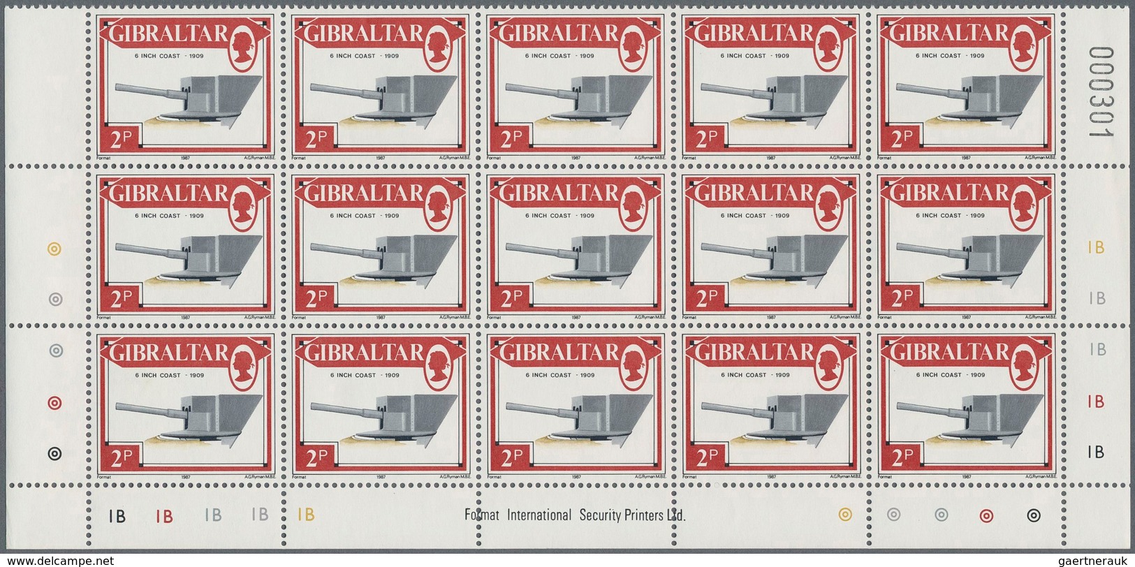 Gibraltar: 1987. Lot Of 1,000 Complete Definitives Set CANNONS (13 Values). Mint, NH. (Michel 32,000 - Gibraltar