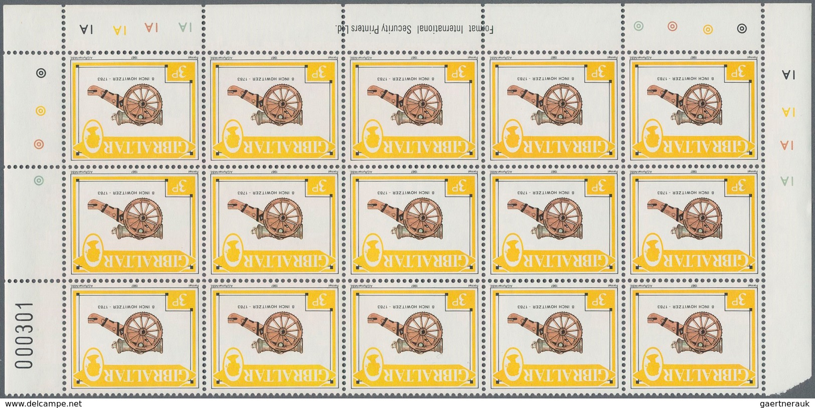 Gibraltar: 1987. Lot Of 1,000 Complete Definitives Set CANNONS (13 Values). Mint, NH. (Michel 32,000 - Gibraltar