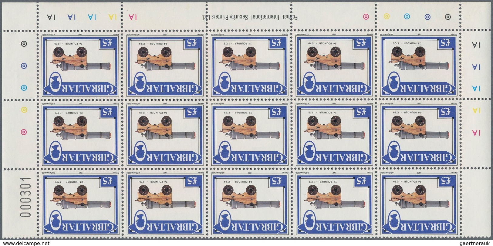 Gibraltar: 1987. Lot Of 1,000 Complete Definitives Set CANNONS (13 Values). Mint, NH. (Michel 32,000 - Gibraltar