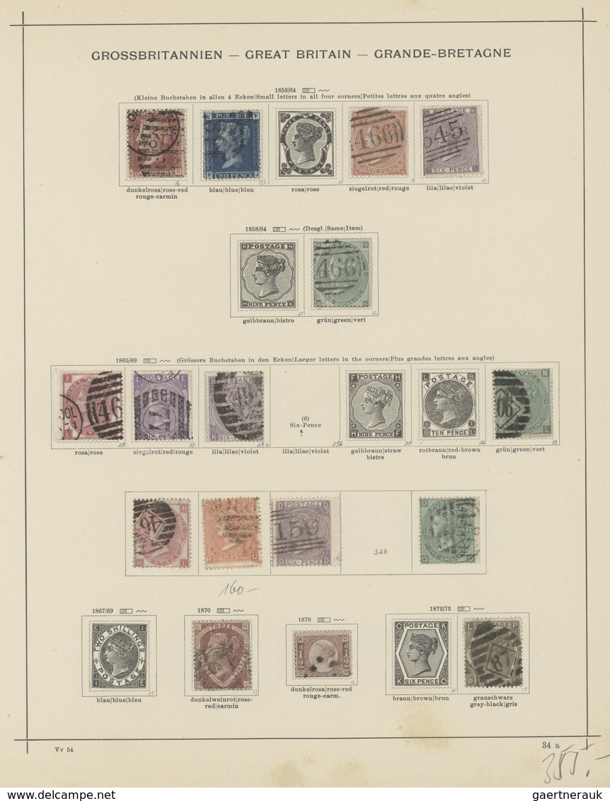 Großbritannien: 1841/1957, Used Collection On Ancient Schaubek Pages With Main Value In The QV Issue - Sonstige & Ohne Zuordnung