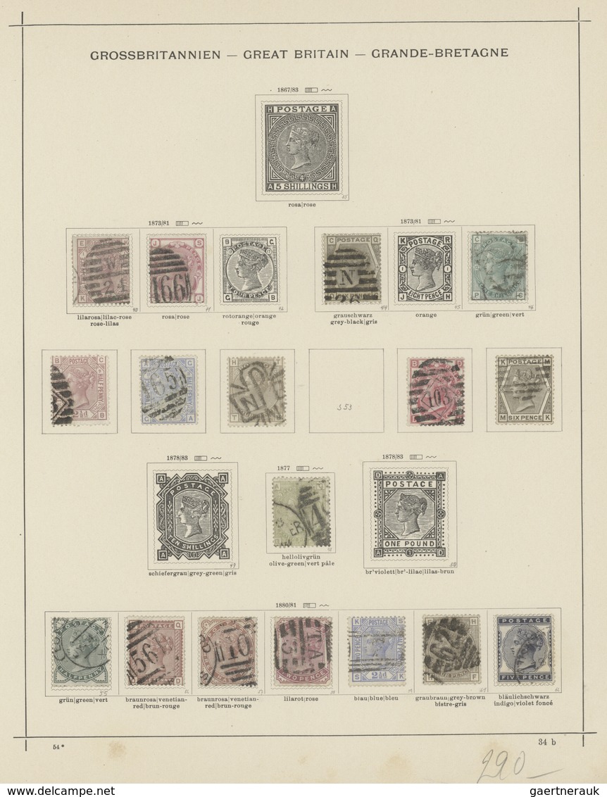 Großbritannien: 1841/1957, Used Collection On Ancient Schaubek Pages With Main Value In The QV Issue - Sonstige & Ohne Zuordnung