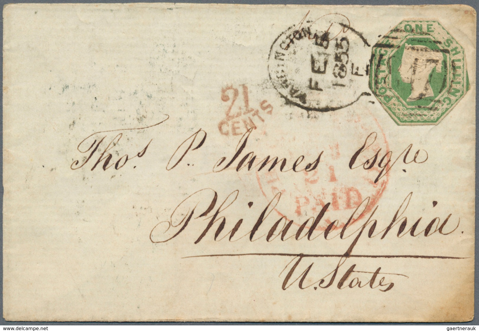 Großbritannien: 1851/1859, Group Of Four Covers To Foreign Destinations, Incl. Embossed Issue 6d. Sq - Sonstige & Ohne Zuordnung