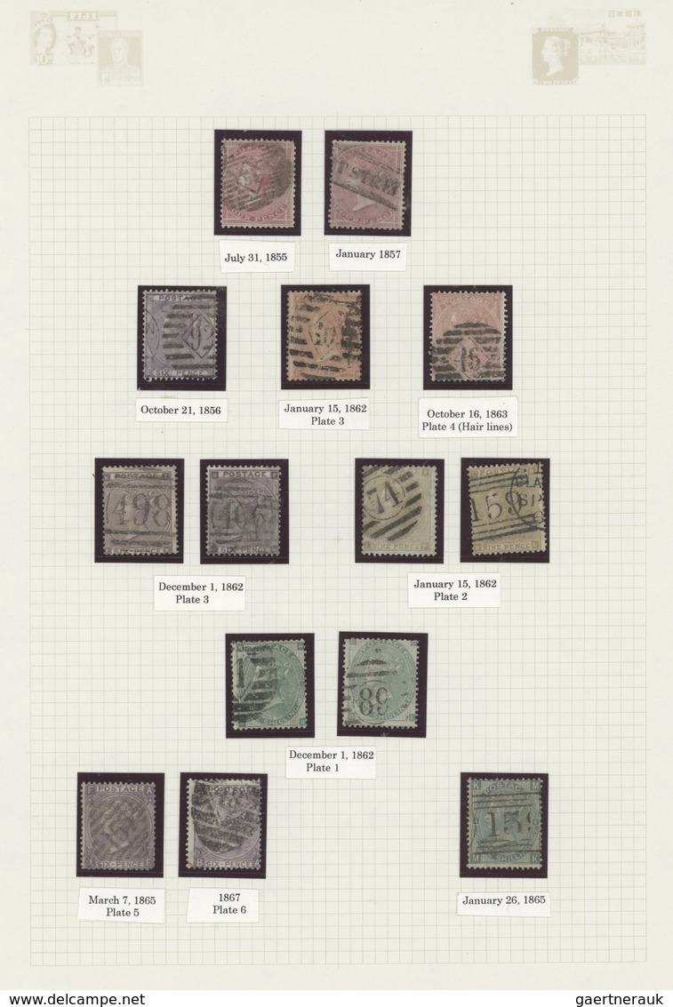 Großbritannien: 1855/1882, Surface-printed Issues, Used Collection Of 79 Stamps, Neatly Arranged On - Sonstige & Ohne Zuordnung