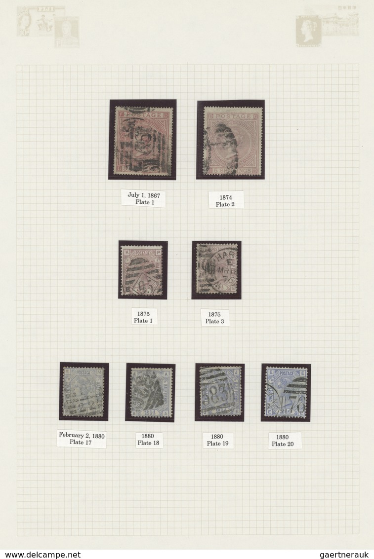 Großbritannien: 1855/1882, Surface-printed Issues, Used Collection Of 79 Stamps, Neatly Arranged On - Sonstige & Ohne Zuordnung