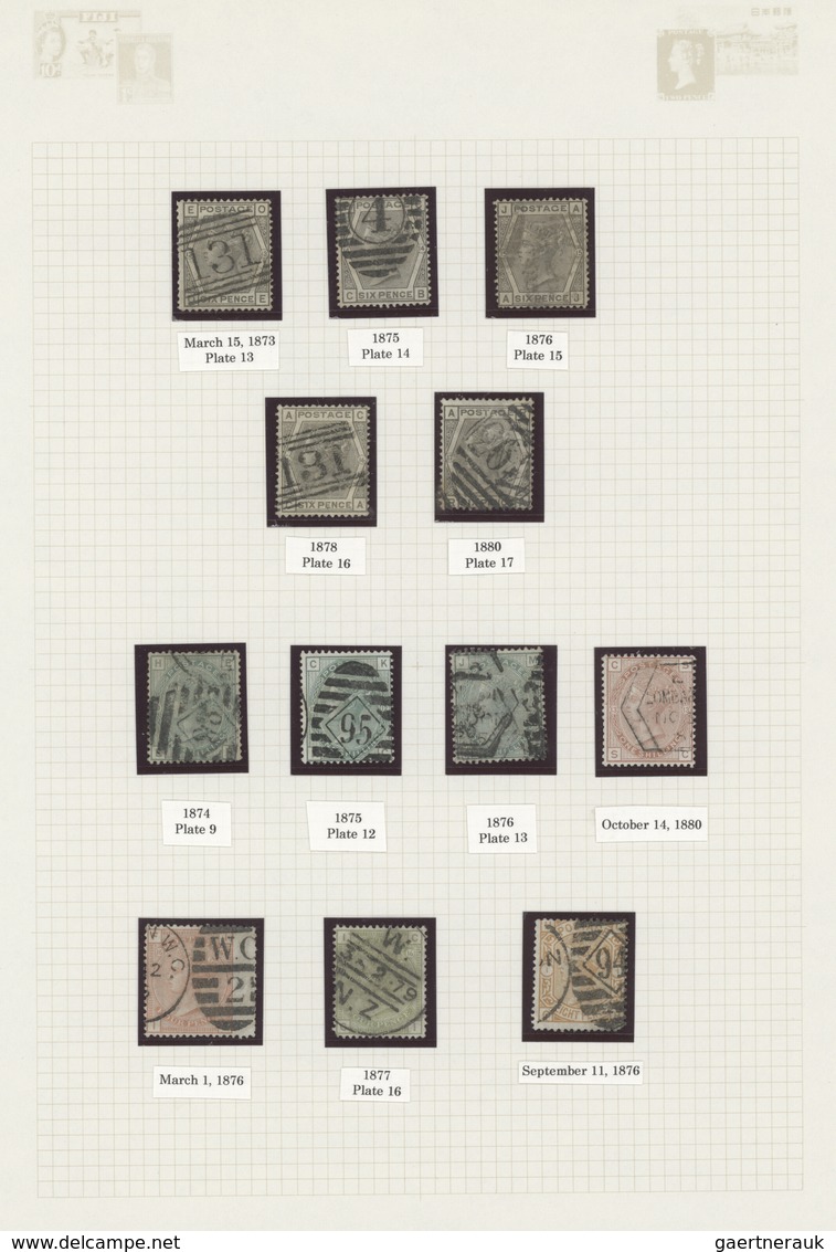 Großbritannien: 1855/1882, Surface-printed Issues, Used Collection Of 79 Stamps, Neatly Arranged On - Sonstige & Ohne Zuordnung