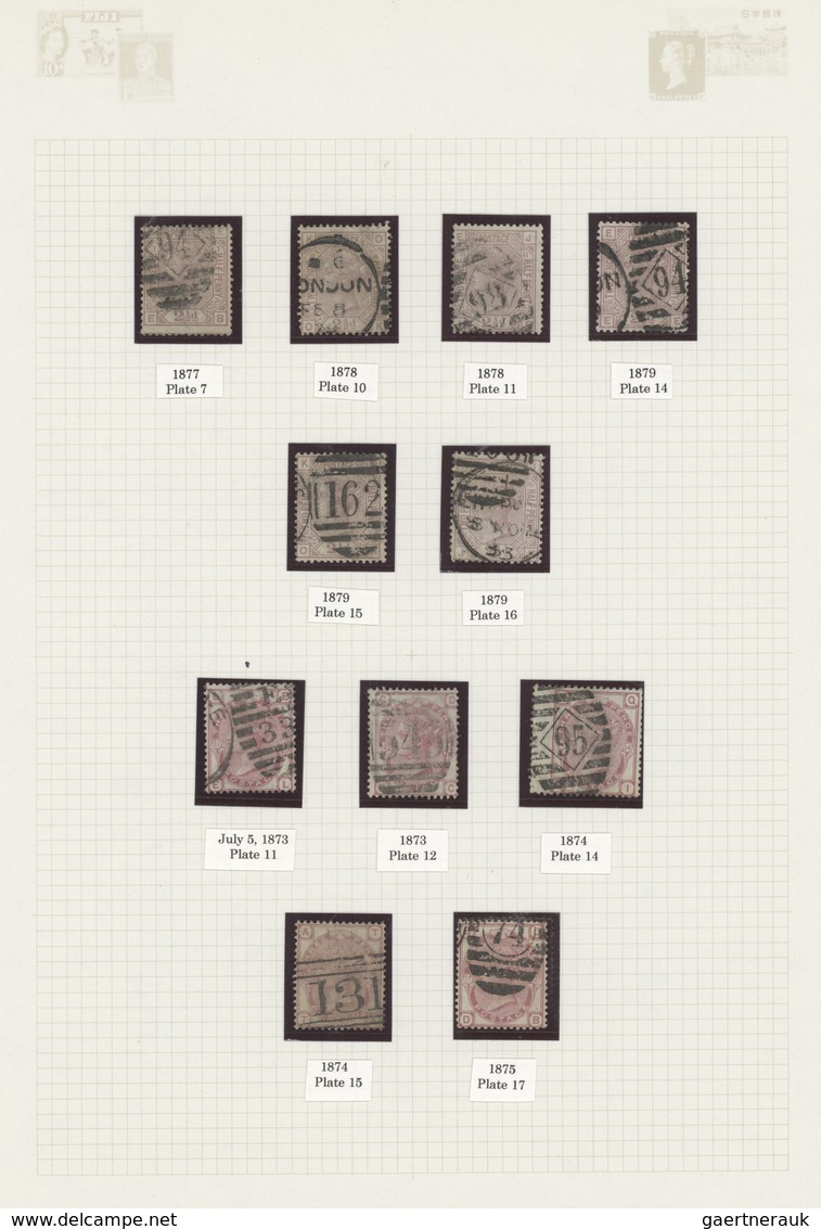 Großbritannien: 1855/1882, surface-printed issues, used collection of 79 stamps, neatly arranged on