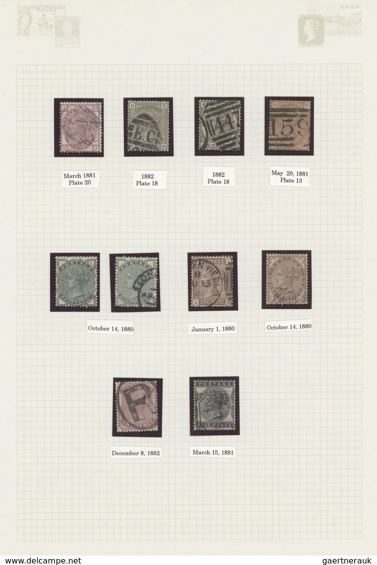 Großbritannien: 1855/1882, surface-printed issues, used collection of 79 stamps, neatly arranged on