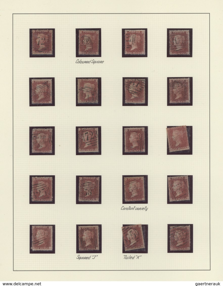 Großbritannien: 1856/1863 (ca.), QV 1d plate reconstructions from plates 43, 47, 48, 49 and 55 on ol