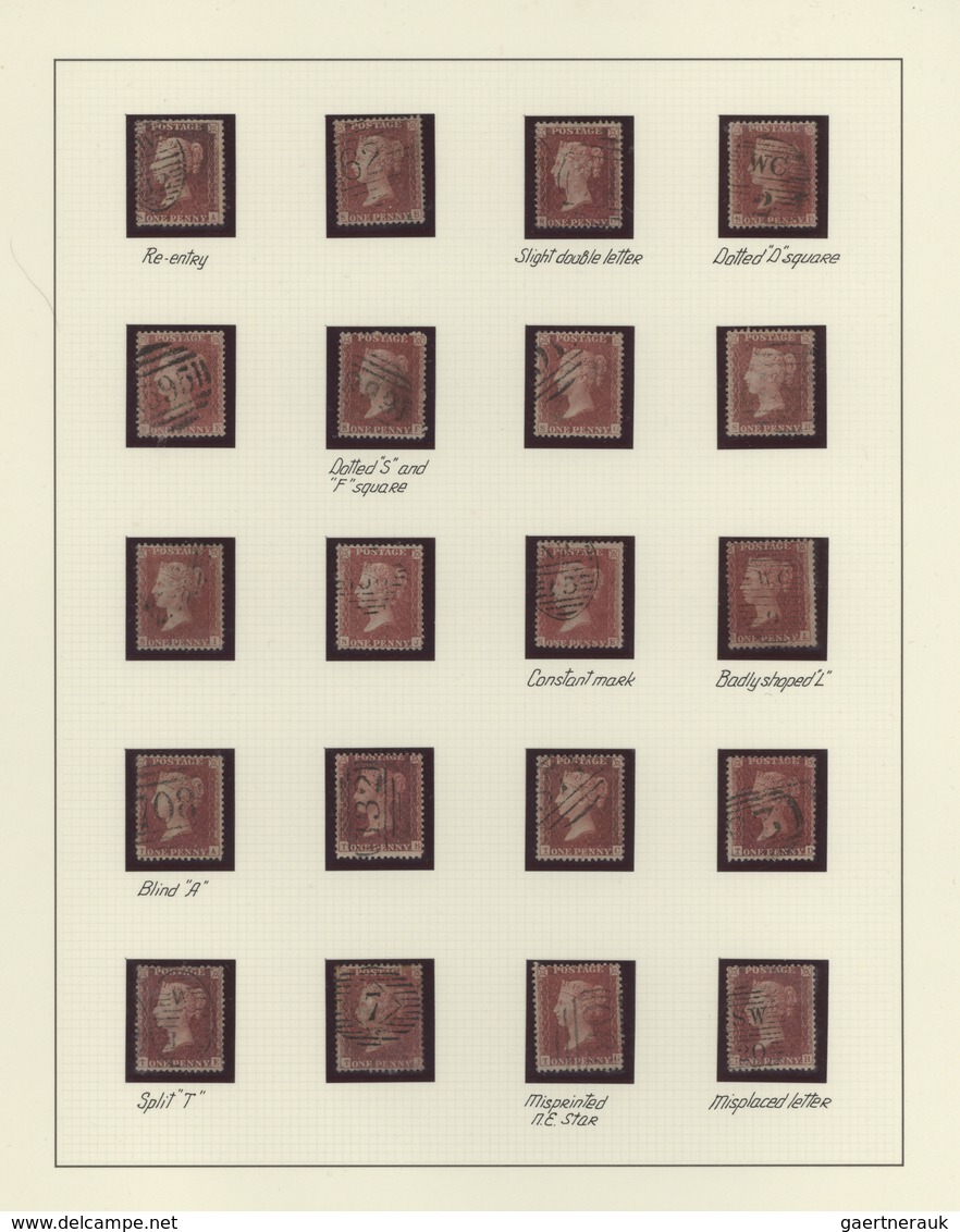 Großbritannien: 1856/1863 (ca.), QV 1d plate reconstructions from plates 43, 47, 48, 49 and 55 on ol