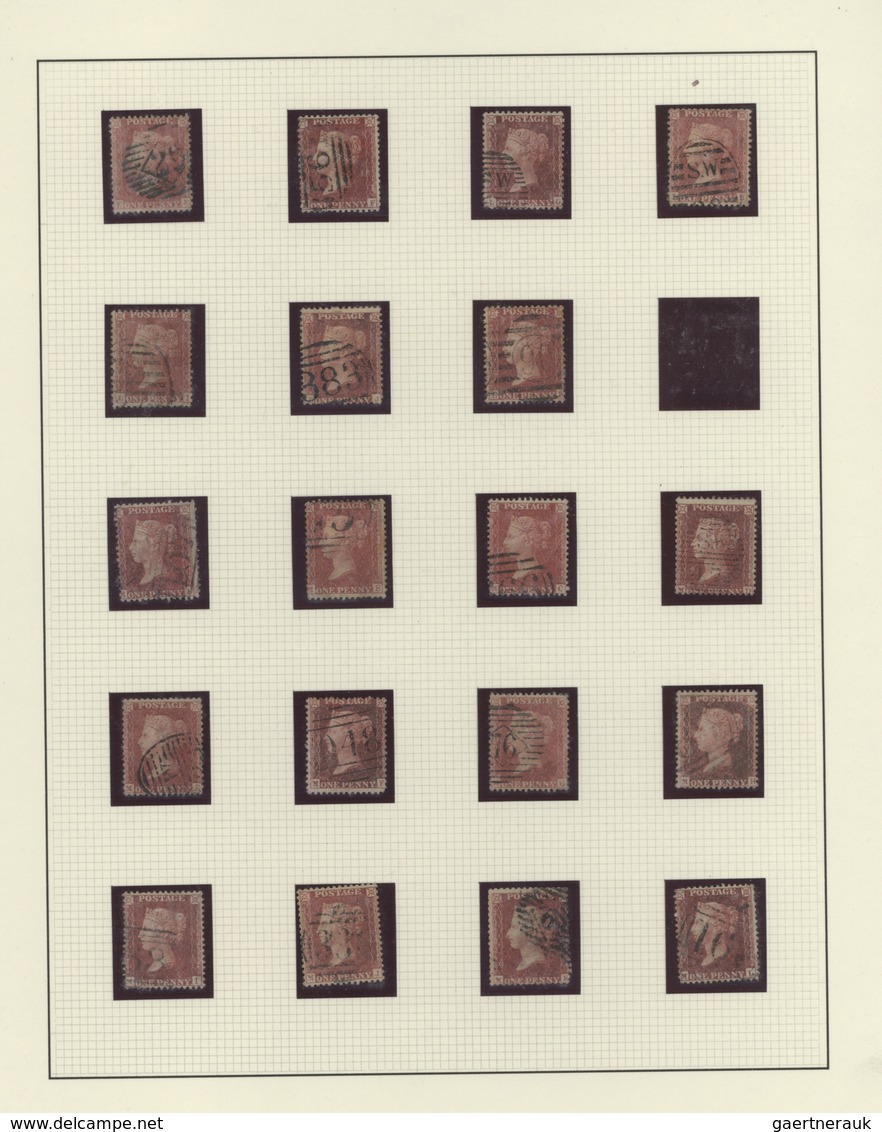 Großbritannien: 1856/1863 (ca.), QV 1d plate reconstructions from plates 43, 47, 48, 49 and 55 on ol