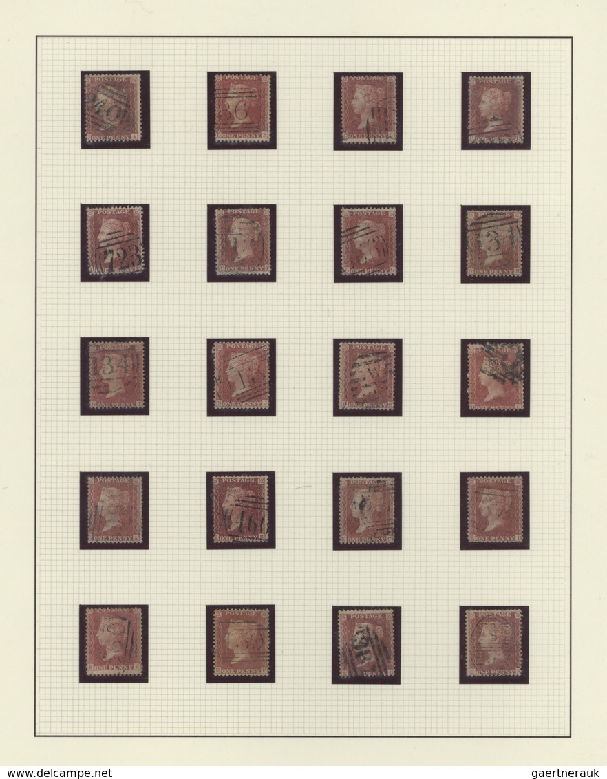 Großbritannien: 1856/1863 (ca.), QV 1d plate reconstructions from plates 43, 47, 48, 49 and 55 on ol