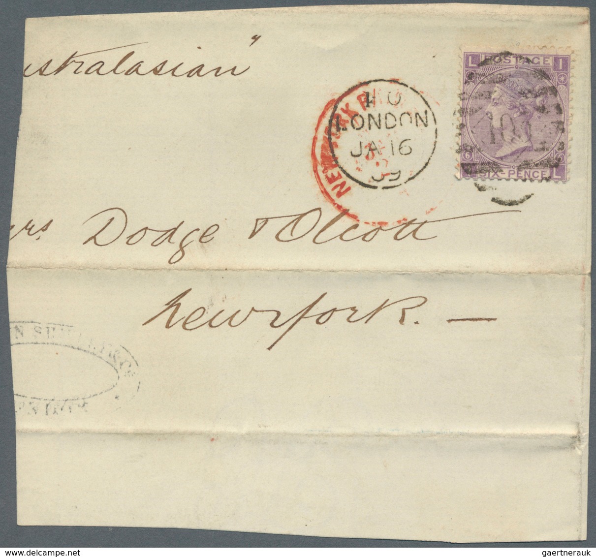 Großbritannien: 1861/1877, Assortment Of More Than 40 Fronts/large Fragments Addressed To New York, - Sonstige & Ohne Zuordnung