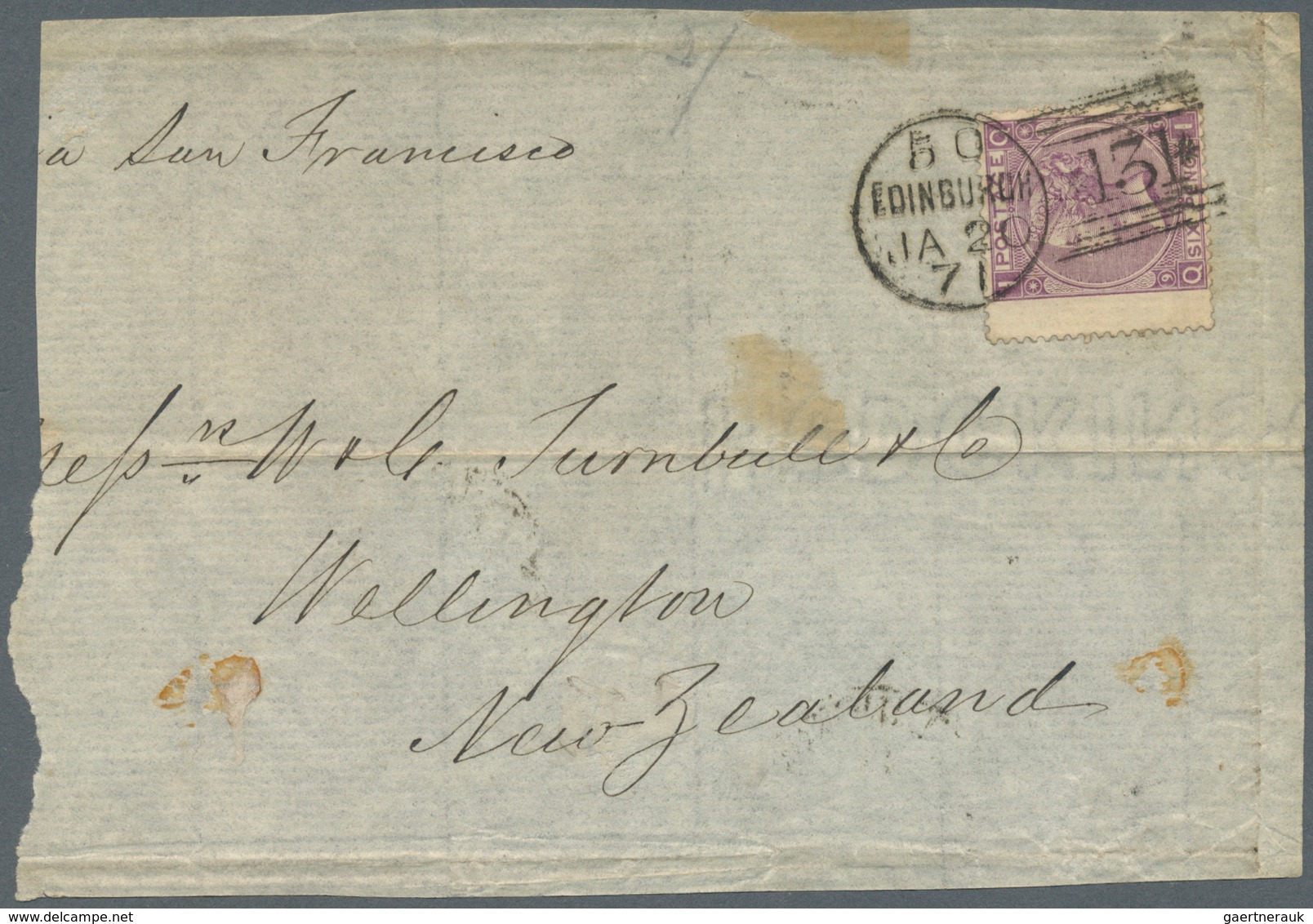 Großbritannien: 1861/1877, assortment of more than 40 fronts/large fragments addressed to New York,