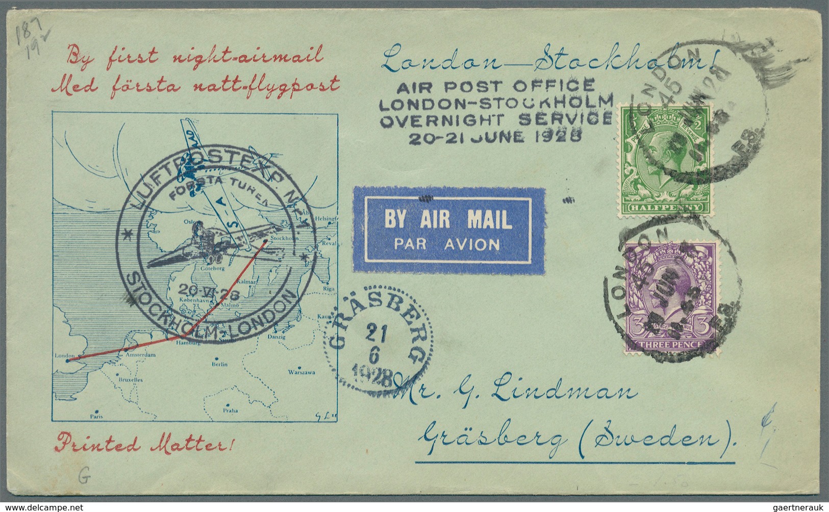 Großbritannien: 1911 from, attractive lot of 49 items "AIRMAIL", first and foremost pre WWII covers