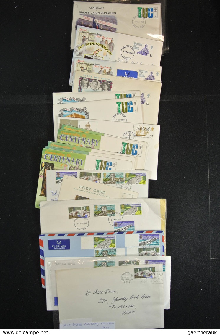 Großbritannien: 1946-1992: Massive stock of thousands of first day covers,(more than 3000!) incl. di