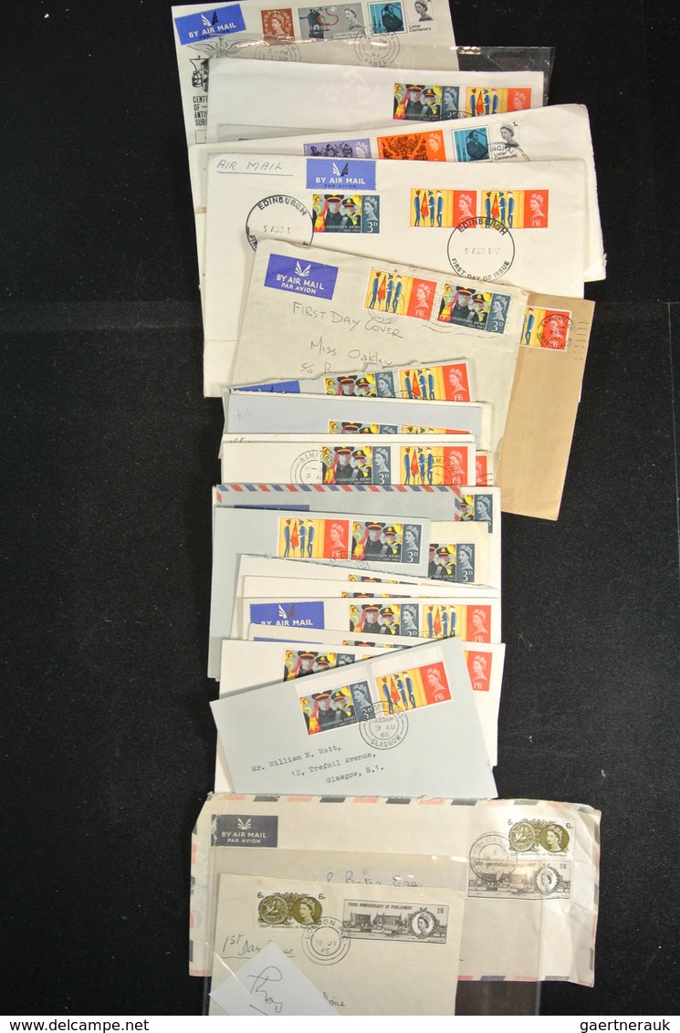 Großbritannien: 1946-1992: Massive stock of thousands of first day covers,(more than 3000!) incl. di