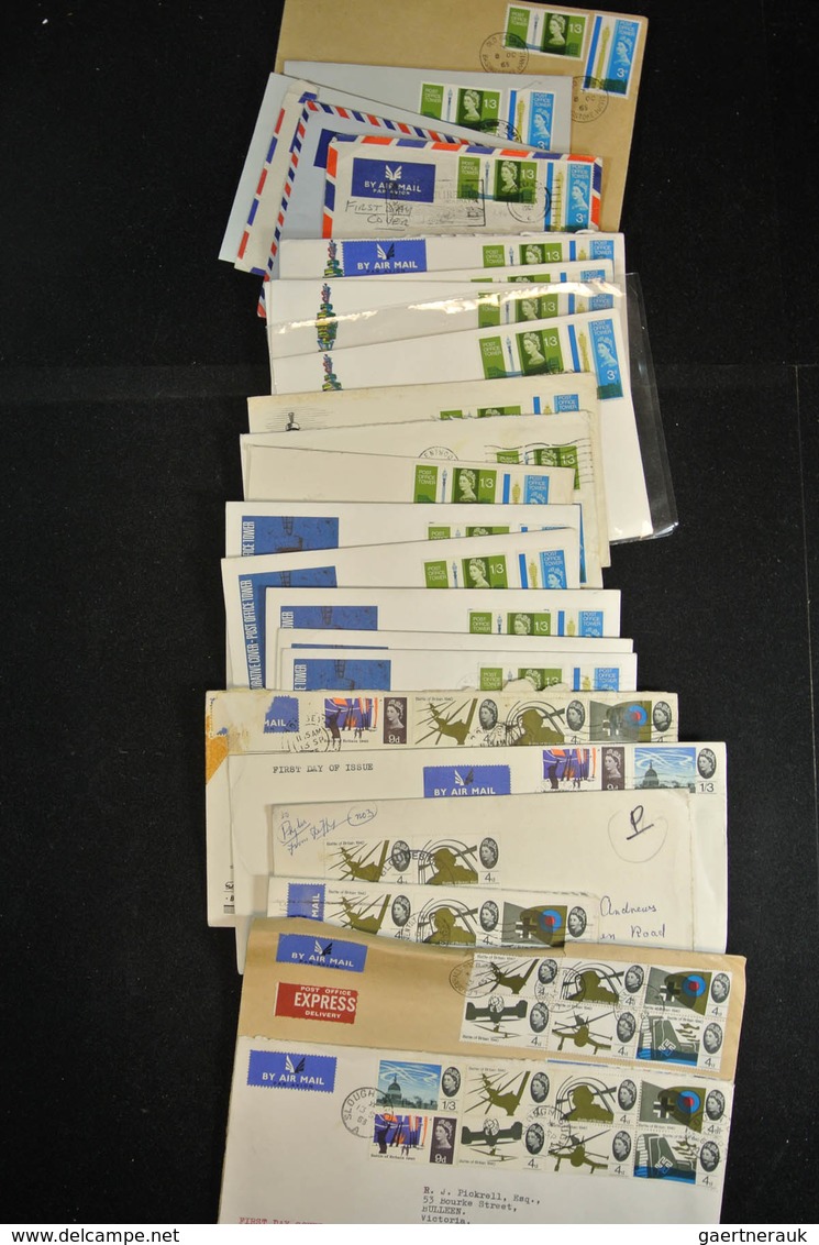 Großbritannien: 1946-1992: Massive stock of thousands of first day covers,(more than 3000!) incl. di