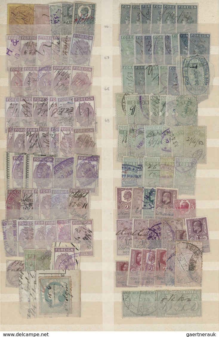 Großbritannien - Stempelmarken: 1860/1960, Assortment Of Apprx. 240 Used Fiscal Stamps, Well Sorted - Steuermarken