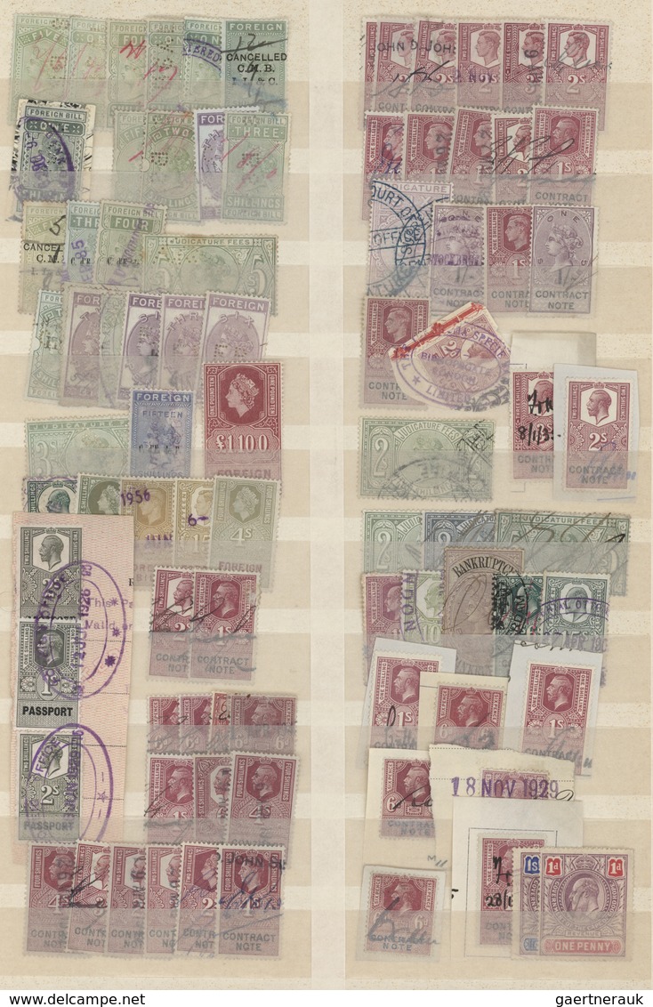 Großbritannien - Stempelmarken: 1860/1960, Assortment Of Apprx. 240 Used Fiscal Stamps, Well Sorted - Revenue Stamps