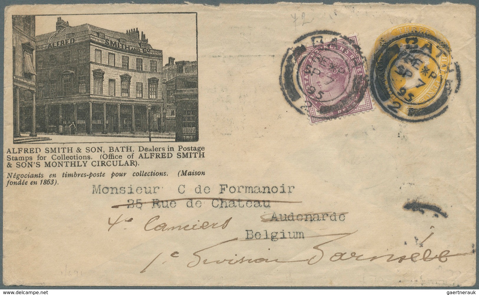 Großbritannien - Ganzsachen: 1842/1898, QV, Group Of 12 Used Stationery Envelopes, Mainly To Destina - Sonstige & Ohne Zuordnung