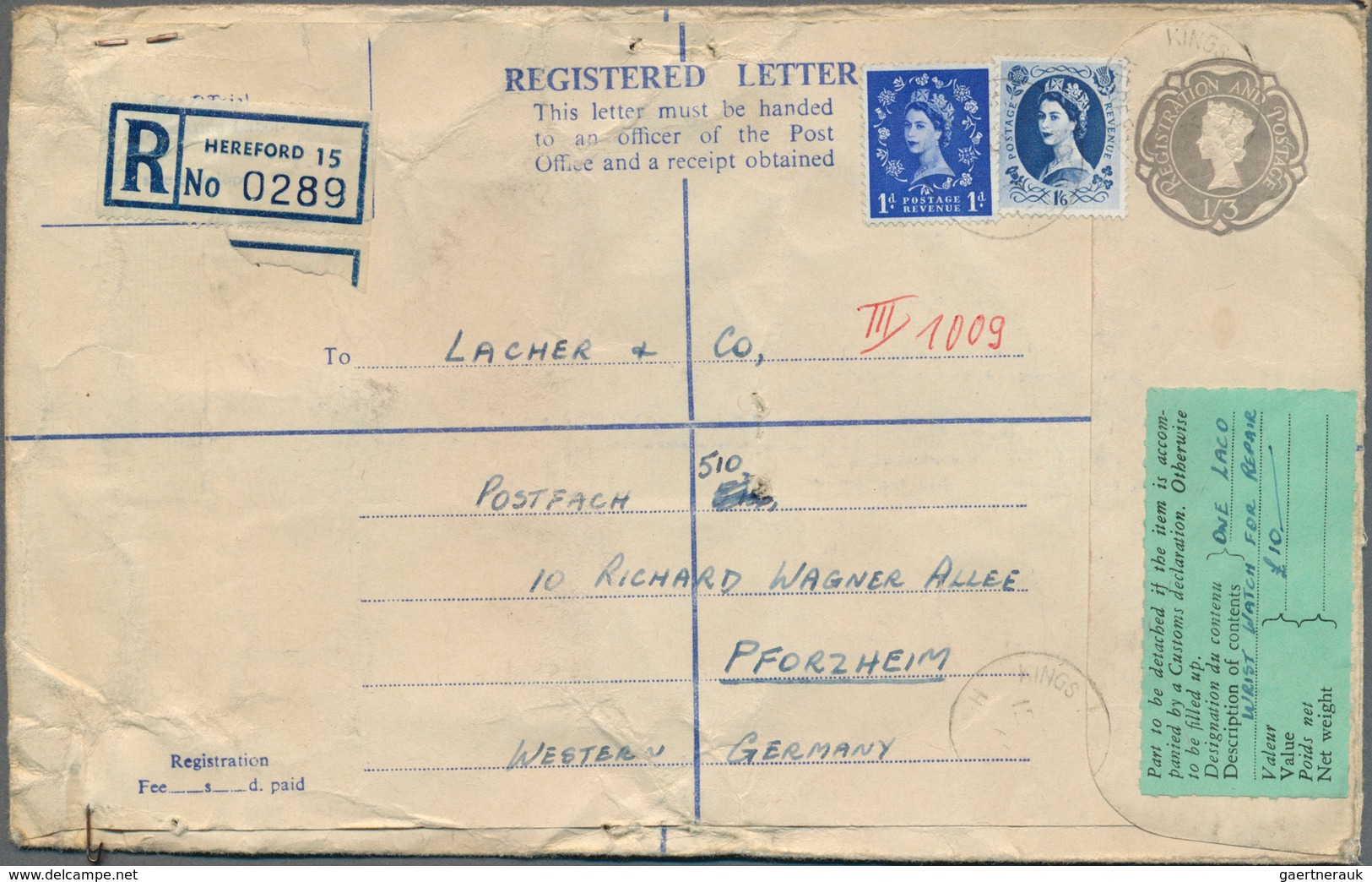 Großbritannien - Ganzsachen: 1954/1958, Group Of 19 Uprated Registered Stationery Envelopes KGVI (4) - Other & Unclassified