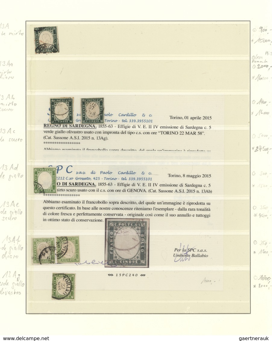 Italien - Altitalienische Staaten: Sardinien: 1855/1863, 4th Issue 5c. Green, Specialised Collection - Sardinien