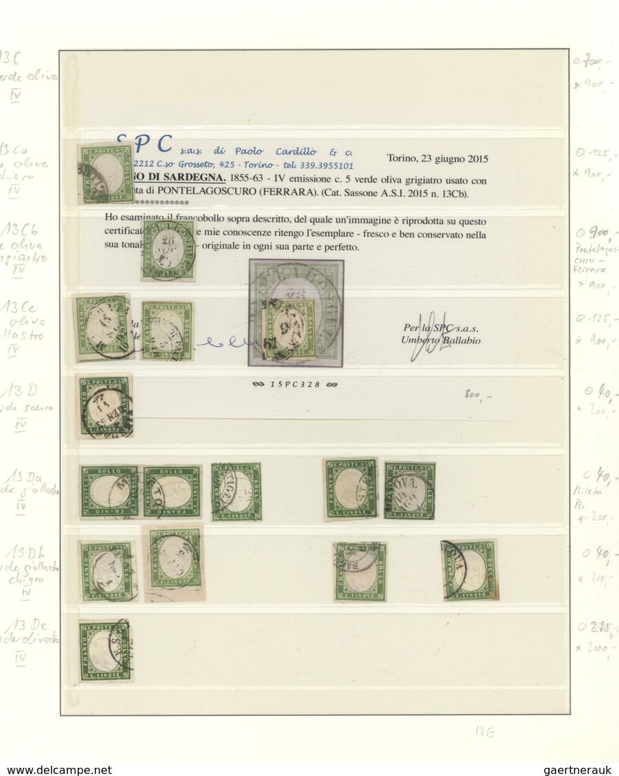 Italien - Altitalienische Staaten: Sardinien: 1855/1863, 4th Issue 5c. Green, Specialised Collection - Sardinien