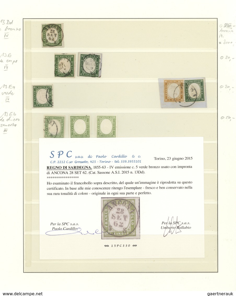 Italien - Altitalienische Staaten: Sardinien: 1855/1863, 4th Issue 5c. Green, Specialised Collection - Sardinien